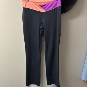 Old Navy Black Leggings with Peach and Purple Waistband
